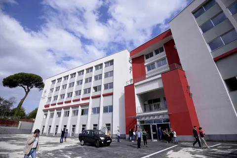 Sabiana take part at the reopening of the Naple's ex Calpac as a school